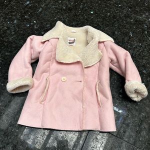 Cat & Jack pink girls fleece fuzzy soft pea coat jacket